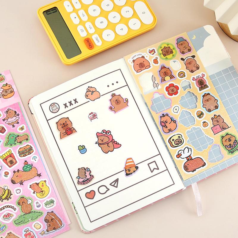 5 шт. канцелярские принадлежности Kawaii, милые наклейки Capybara, школьные принадлежности, украшения для дневника своими руками, скрапбукинг, журнал, наклейки для скетчбука