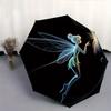 Disney Tinker Bell, Butterfly Automatic Open/Close Umbrella - Cute Umbrella with Cute Design, Portable 3-Fold Compact Umbrella for Men & Wom