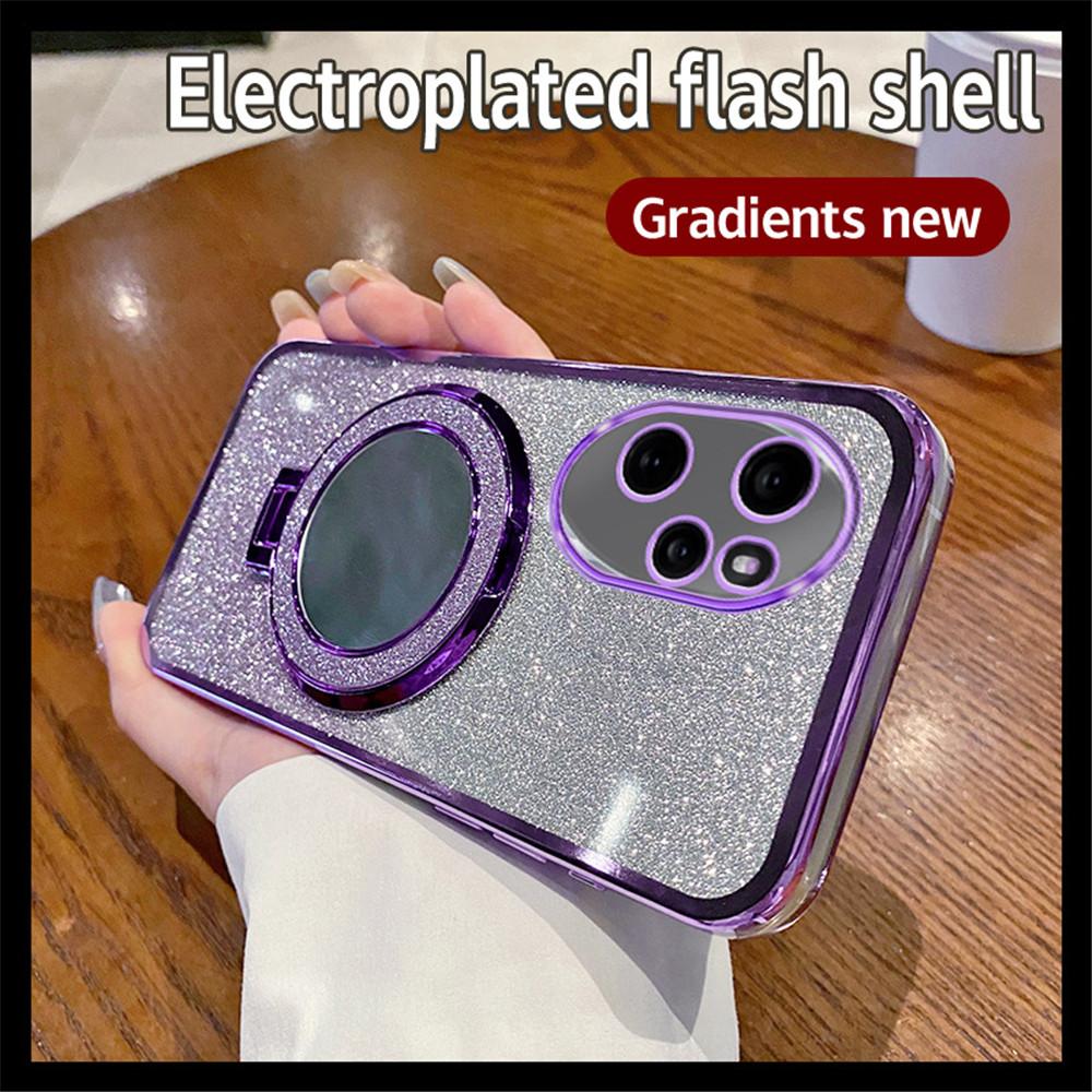 Роскошный зеркальный аксессуар Блестящий чехол для Huawei Honor 100 90 80 70 Pro 50 60 SE 20 30 Pro Мягкий чехол-подставка Блестящая крышка