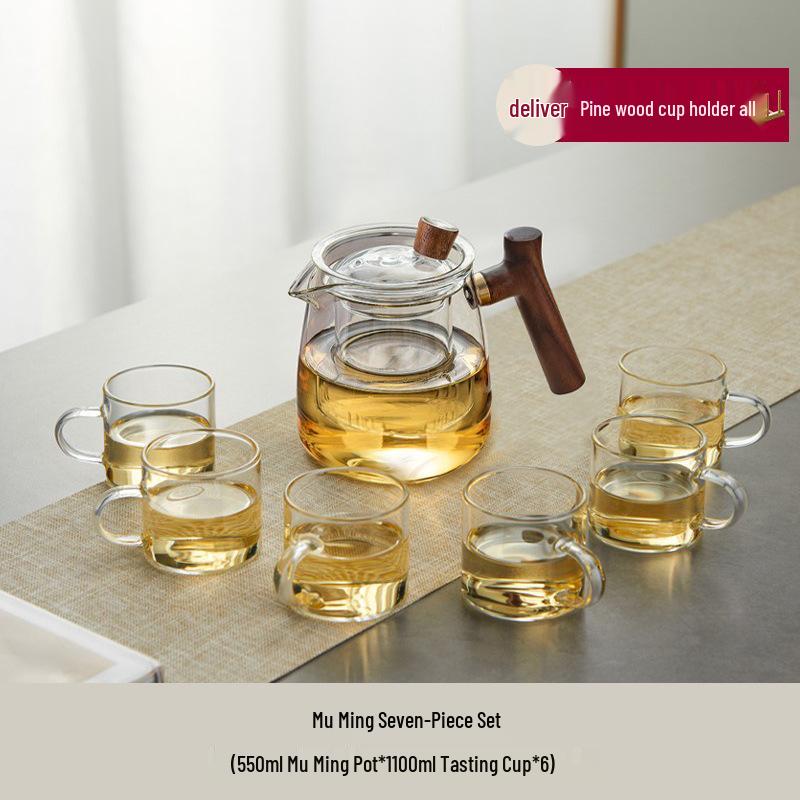 Thickened Glass Teapot Set with High-Temperature Resistant Infuser for Flower Tea