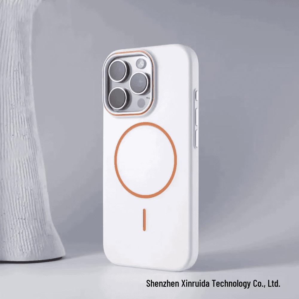 Магнитный матовый защитный чехол с эффектом кожи для iPhone 16 Pro Max, iPhone 15 и iPhone 14 - Защита от падений, дизайн с цветовой блокировкой.