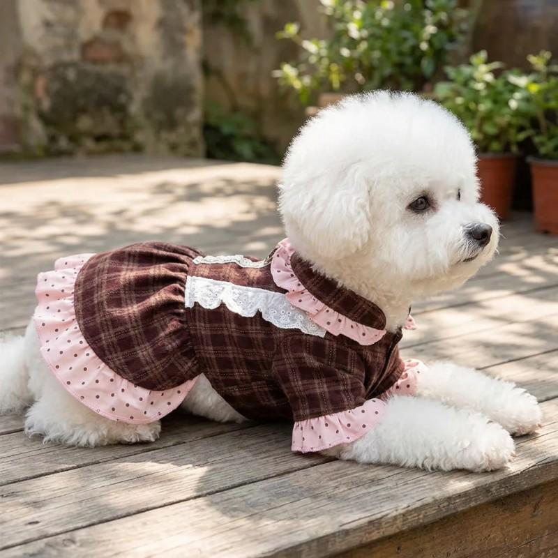 Autumn Winter Dog Dresses New Style Dog Clothes Luxury Retro Dot Pet Skirt Puppy Vest Chihuahua Bichon Dog Princess Dress Shirts
