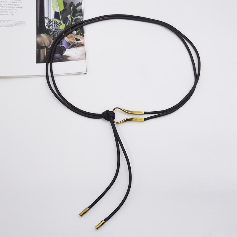 Brown Thin Leather Waist Belt Vintage Smooth Gold Buckle Adjustable for Female Cocktail Party Wear