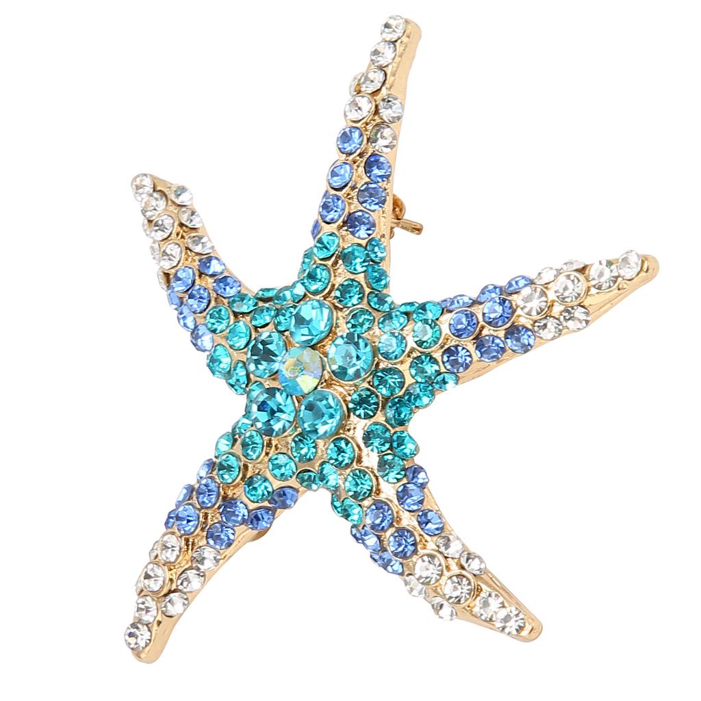 Pentagram Rhinestones Pin Brooch Starfish Clothing Accessories Ocean Blue Decorations