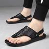 Летняя новая обувь для мужчин, кожаные сандалии, модные тапочки из натуральной кожи, повседневные мокасины, молодежная обувь для отдыха на открытом воздухе, пляжная обувь