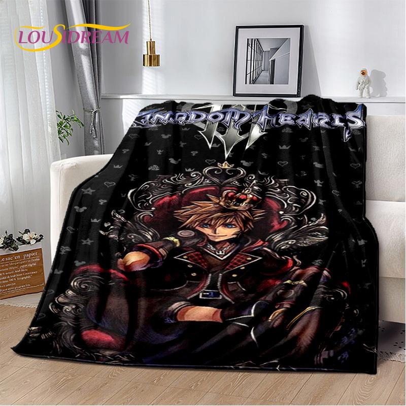Cartoon Kingdom Hearts Games 3D Soft Flannel Blanket for Beds Bedroom Sofa Picnic,Throw Blanket for Cover Outdoors Leisure Gift