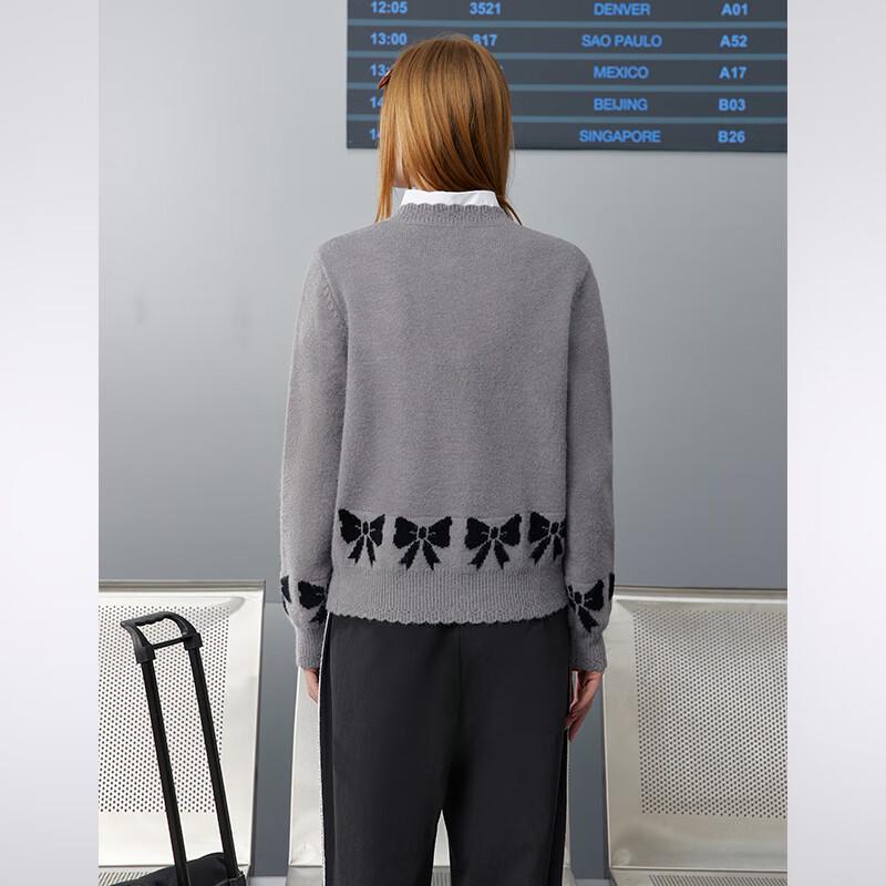 unifree Sweet Bowknot Jacquard Knitted Cardigan
