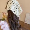 Lace Triangle Hair Scarf Headband Hollow Knitted Flowers Headscarf Hair Tie Band for Women Headwarp Hair Accessories Turbans