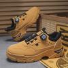 2024 Autumn Men's Low-Top Breathable Leather Work Boots - Thick-Soled, Non-Slip, Trendy Sports Running Shoes.