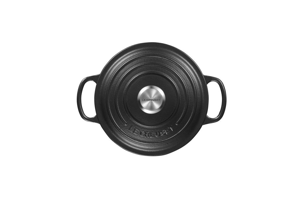 LE CREUSET Литая эмалированная кастрюля Signature Cocotte Ronde 16 см, матово-черная, совместимая с газовой духовкой IH, японская [Авторизованный продукт]