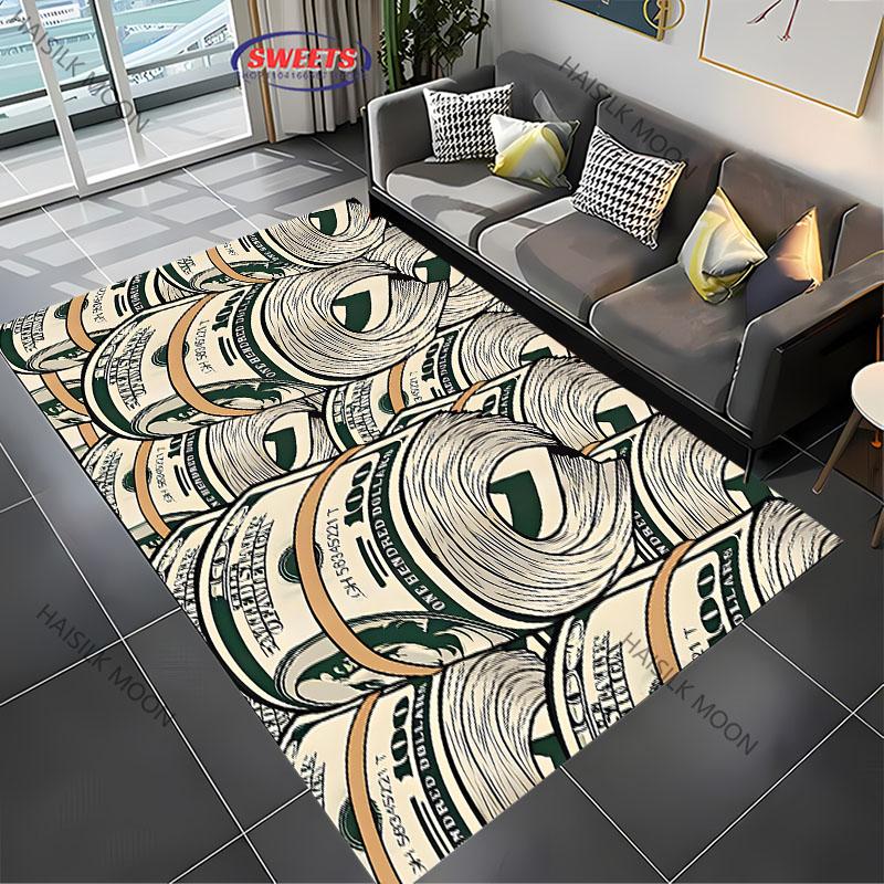 1 шт. ковер с принтом доллара, нескользящий мультяшный коврик, большие размеры, ковры для спальни, игровой комнаты, столовой, офиса, декоративный коврик