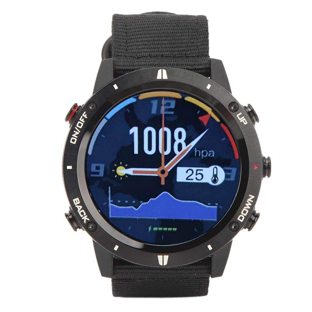 Running Swimming Sports Smart Watch 1.28in IPS TFT Compass Barometer Smart Waterproof Men Watch Black