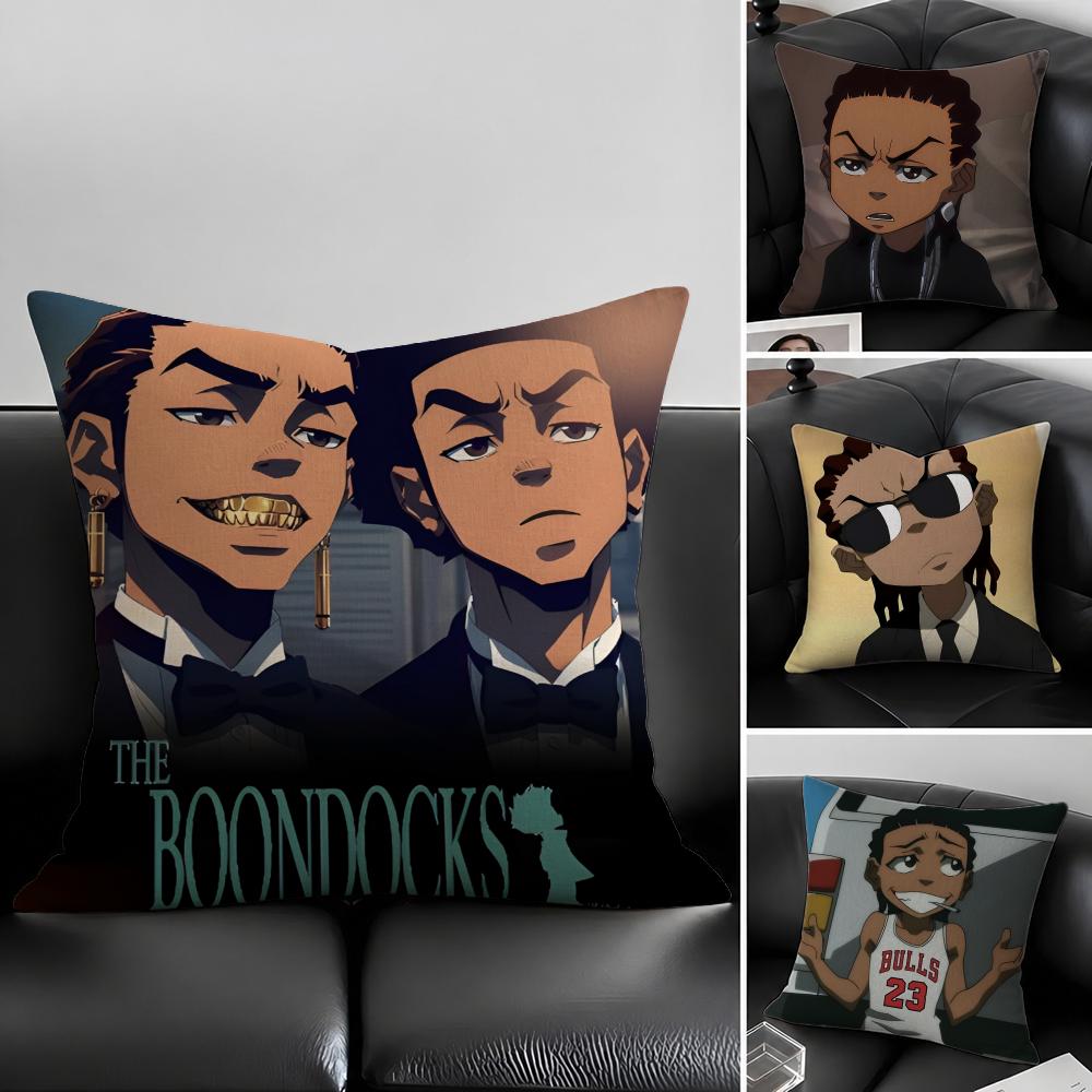 Cartoon The Boondocks Cushion Cover Natural Linen Pillowcase Set AllinOne Decor for Sofa Bedroom Chair