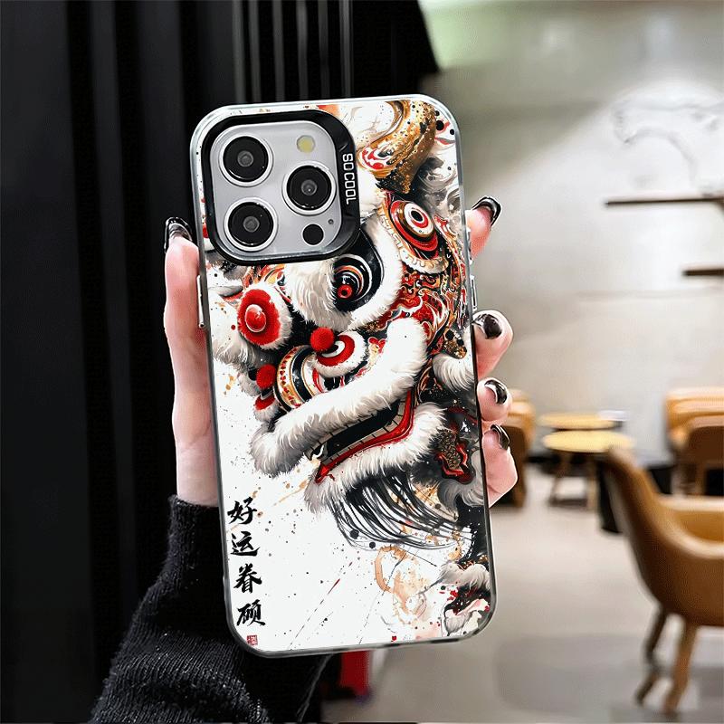 Мягкий чехол для телефона с рисунком «Танец льва» в стиле акварели для iPhone 15 16 17 Pro Max 17Air 16E 14 Plus 13 12 Mini Ударопрочный чехол Задняя панель