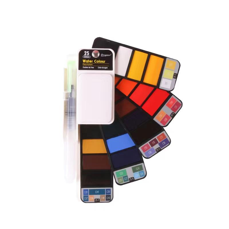 Набор 18/25/33/42 цветов, складной водоворот, набор однотонных акварельных пигментных красок с водяной кистью, яркий цвет