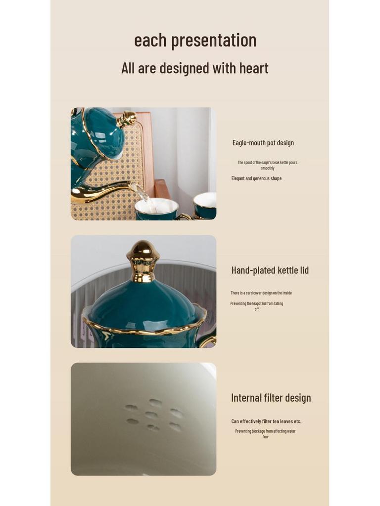 Керамический набор для чая и воды "Лебедь", 8 предметов, чашки и чайник