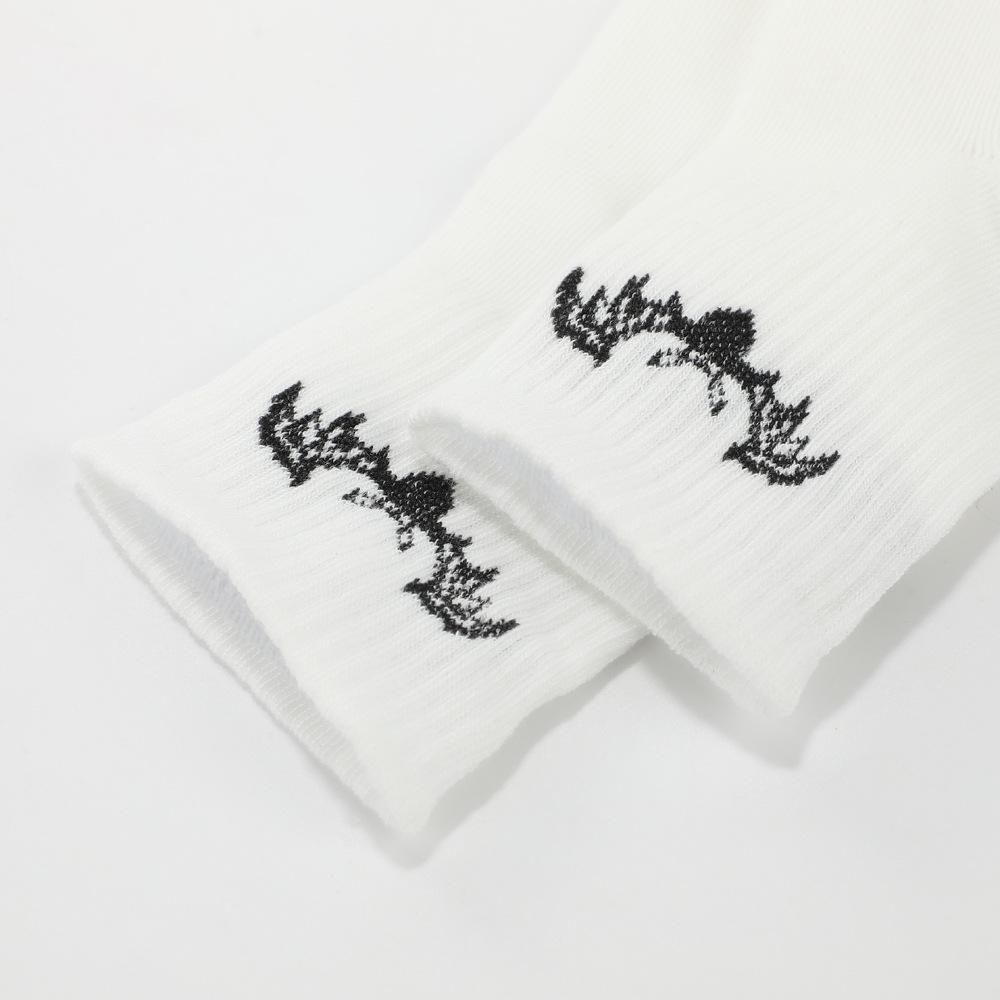 Мужские хлопковые носки с мультяшной летучей мышью - Весна/Лето, Короткие до середины икры, Влагоотводящие, Жаккардовый дизайн, Стиль интернет-знаменитости.