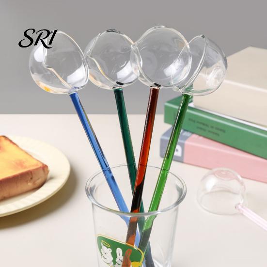 Ergonomic Glass Spoon Handmade Long Handle for Cooking Heat-Resistant Kitchen Utensil Adaptable Tool Stirring Serving Scooping Unique Gift Home Chefs