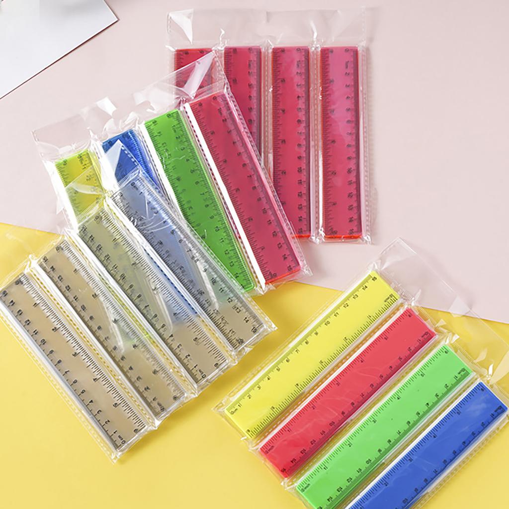 4Pcs Clear Colorful Ruler Kids Plastic Ruler for School Ruler with Centimeters Millimeter and Inches Assorted Color
