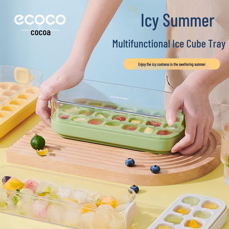 Ecoco 21-Cube Silicone Ice Tray with Lid
