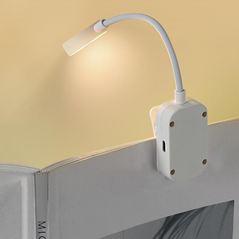 Складная мини-книга-лампа с клипсой, перезаряжаемая от USB, светодиодный ночник, 3 режима, защита глаз, плавная регулировка яркости, гибкая, для чтения в спальне