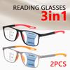2pcs Square Multifocal Progressive Reading Glasses Men and Women Fashion With Diopters Anti-glare Computer Eyeglasses Women