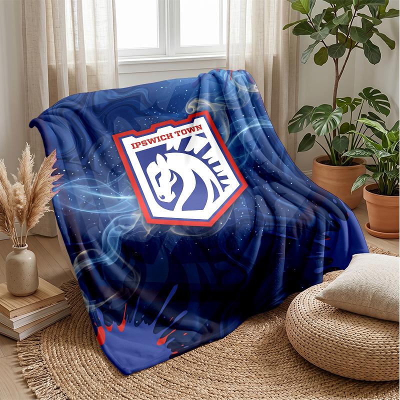 Ipswich Town Football Print Flannel Blanket, Soft Warm Lightweight Throw Blanket for Sofa Bed Camping