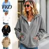 Comfortable Loungewear Top Womens Quarter Zip Hoodie, Oversized Loose Fit Long Sleeve Sweatshirt with Full Corduroy Hoodie Drawstring Hood Kangaroo