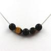 Stones and Minerals. 8mm Matte Black Onyx Bead Necklace + South African Tiger's Eye Stainless Steel Chain.