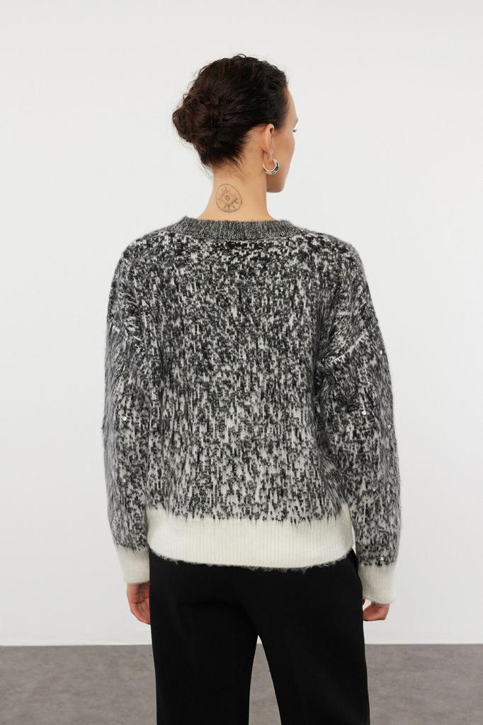 Женский свитер в элегантном стиле, красный вязаный свитер с мягкой текстурой и рисунком