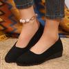 Fashion Classic Black Women Wedge Single Shoes Lightweight Slip On Office Work Shoes Woman Comfortable Soft Sole Casual Footwear Female