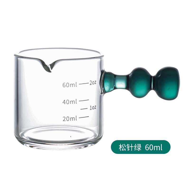 Small Glass Milk Cup Multifunction Espresso Extract Measuring Cup with Graduated Home Milk Pot Honey Ounce Cup Anti-hot Handle