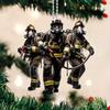 New Flat Acrylic 2D Firefighter Pendant Christmas Tree Home Decoration Acrylic Creative Fire Backpack Car Jewelry Key Pendant