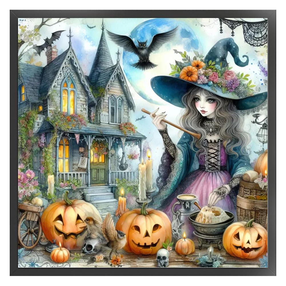 EY# Полная вышивка Эко-хлопковая нить 11CT Напечатанная Хэллоуин Ведьма Вышивка крестом