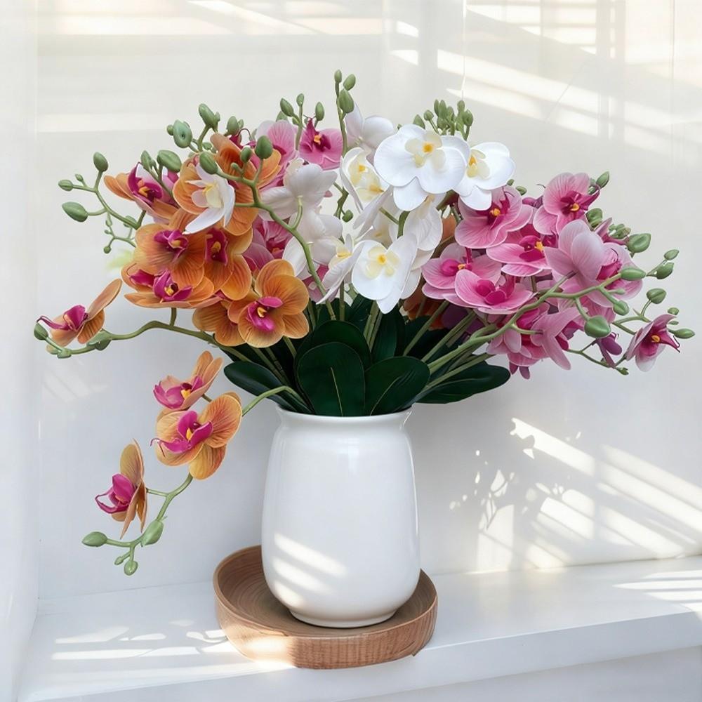 15 Heads Artificial Phalaenopsis Bouquet Photography Props Wedding Fake Flower Wedding Decoration
