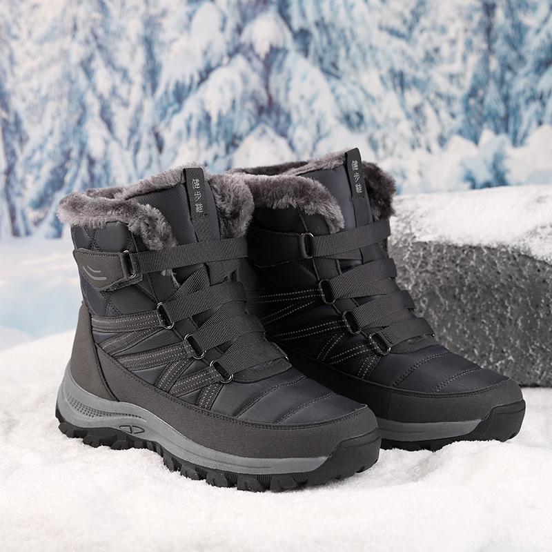 Зимние теплые ботинки для женщин, водонепроницаемые, на шнуровке, с подкладкой из искусственного меха, до середины голени, женские нескользящие высокие ботинки для походов на открытом воздухе