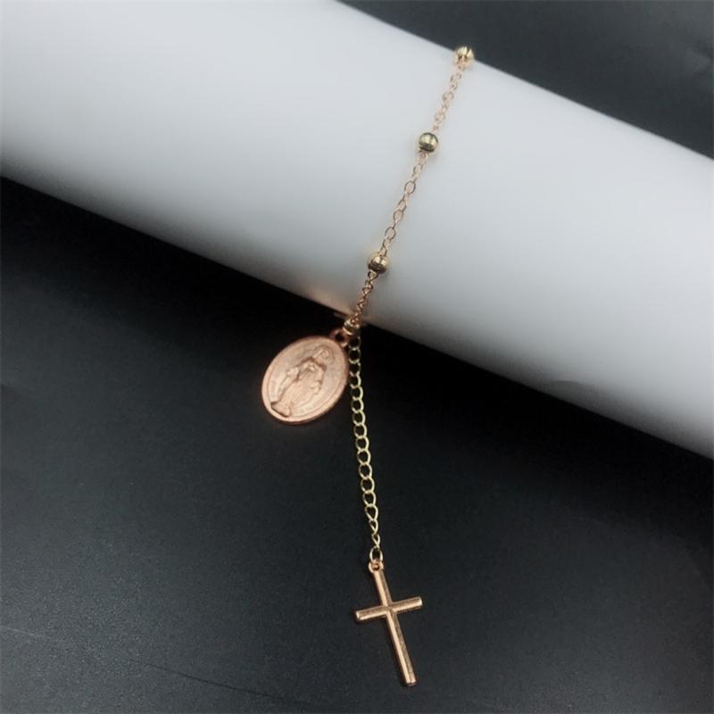 Catholic Church Crucifix Crosses Pendant Rosary Bracelet Christ Prayer Metal Rosaries Beads Chain Religious Jewelry