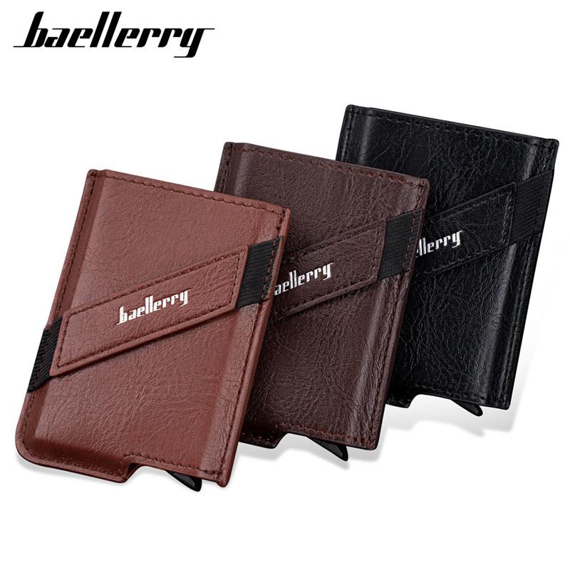 Baellerry Men RFID Wallet Aluminum Anti Theft Mini Card Holder Fashion Money Bag Vintage Design Business Purse Wallets