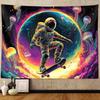 Sanzugh Funny Space Tapestry, Cool Astronaut Skateboard Jellyfish Universe Galaxy Art Tapestries Wall Hanging for Men Boys Kids Bedroom College Dorm L