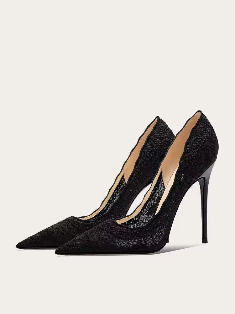 Белые туфли на высоком каблуке свадебная обувь весенние с острым носком тонкий каблук вышитое кружево Свадебное платье Xiuhe свадебная обувь