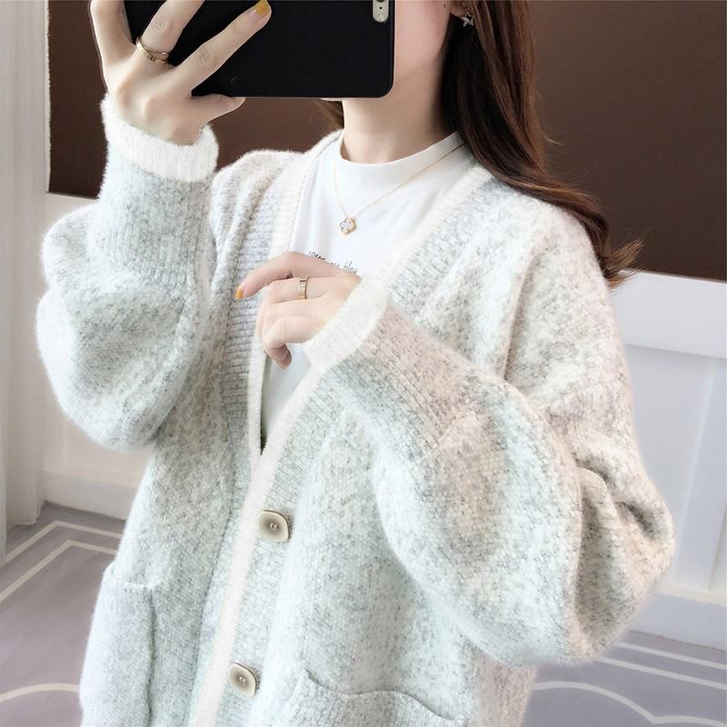 2024 Women's Mink Fleece Knit Cardigan - Loose Fit Sweater for Early Autumn