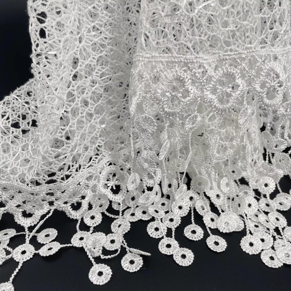 Breathable Tassels Lace Head Scarf Elegant Lace Flower Polyester Hollow Triangle Scarf Triangular Sequin Decor Scarf