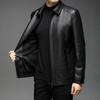 Кожаная куртка мужская осенне-зимняя мужская куртка из мягкой кожи с лацканами для мужчин среднего возраста в деловом повседневном стиле из флиса