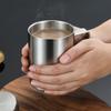 Кружка для кофе из нержавеющей стали 304 с двойными стенками, переносная, с изоляцией, не допускающая ожогов, круглая кофейная чашка для чая с молоком и ручкой
