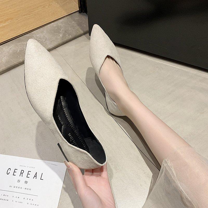 Весна Осень Женские балетки с острым носком Новый стиль Клетчатые балетки Женские туфли Однотонные туфли-лодочки Одиночные туфли Zapatos Mujer
