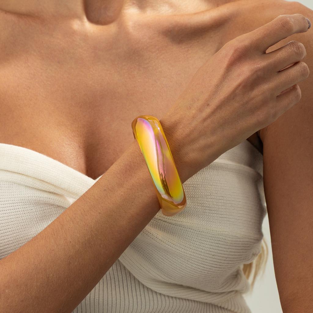 Персонализированный разноцветный перламутровый браслет из смолы с разводами, Модный неправильный геометрический акриловый браслет