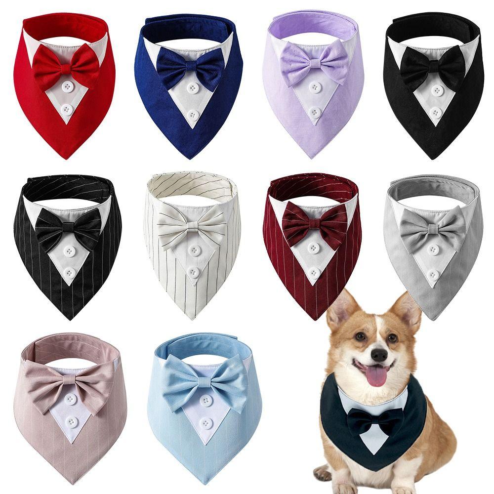Lovely Adjustable Pet Accessories Bow Tie Collar Pet Saliva Towel Formal Tie Dog Necktie