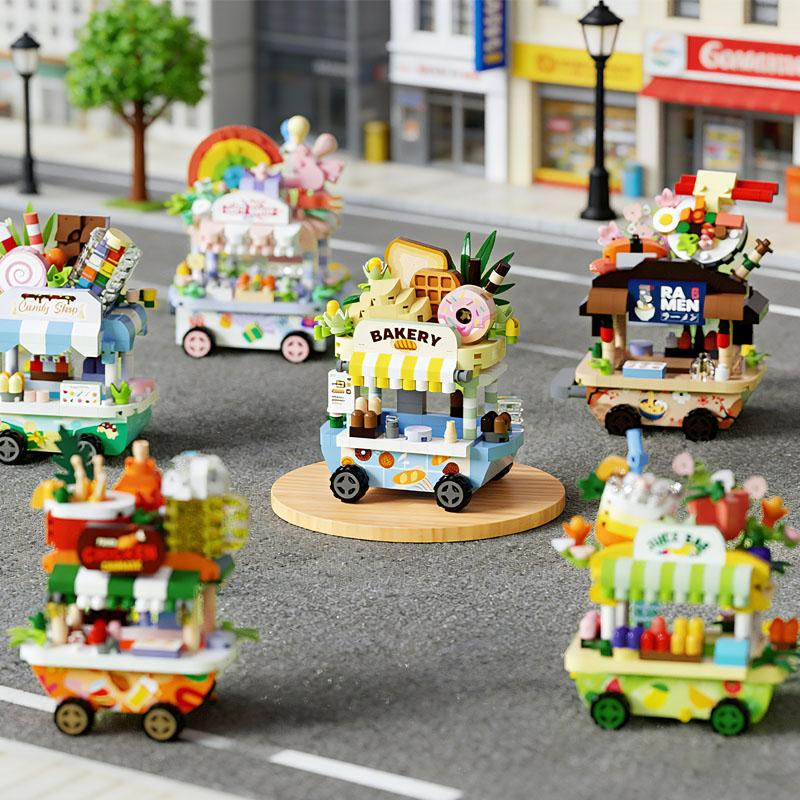 Новый DIY Мини Креативный Набор Строительных Блоков Тележка Уличной Еды, Пазл-Игрушка в Витрине Для Взрослых и Детей, Идеальный Праздничный Подарок
