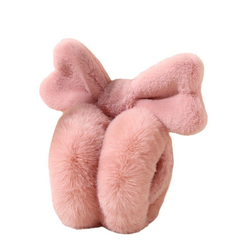 Уличные теплые меховые наушники-earmuffs с бантом, складные, милые зимние ухогрейки для женщин