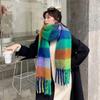Autumn Winter Imitation Cashmere Tassel Scarf Women Warm Thick Double-Sided Color Matching Shawl